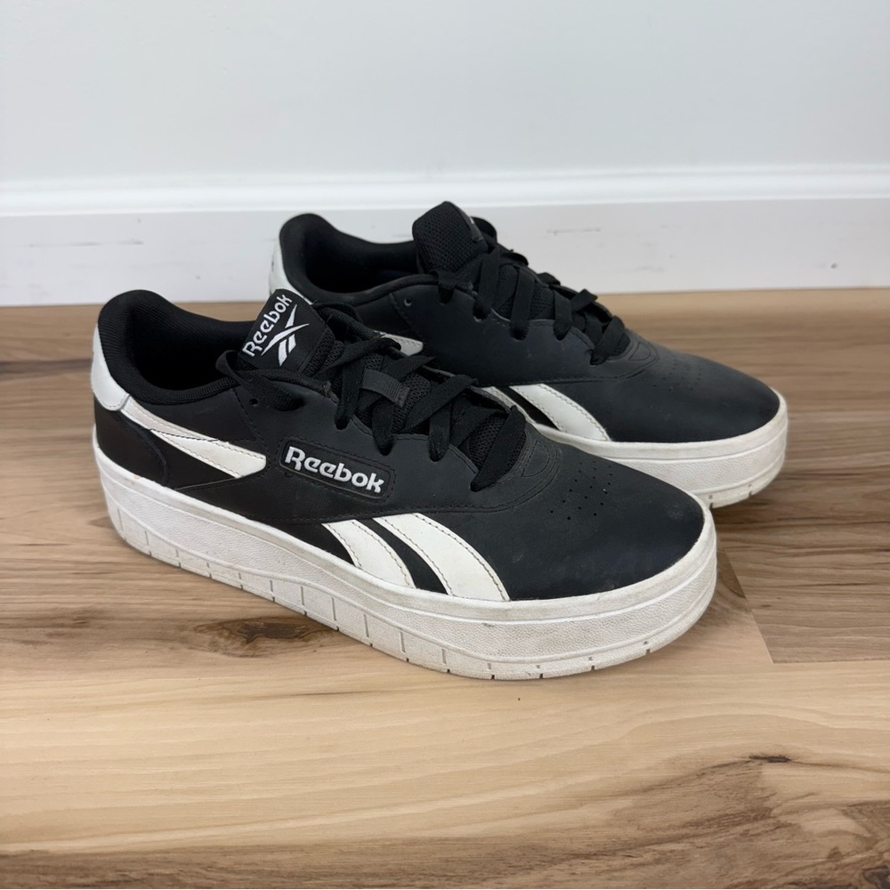 Reebok Black and White Platform Sneakers